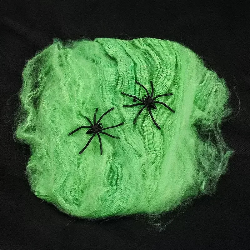 Halloween Artificial Spider Web - Stretchy Decoration for Haunted House and Spooky Parties
