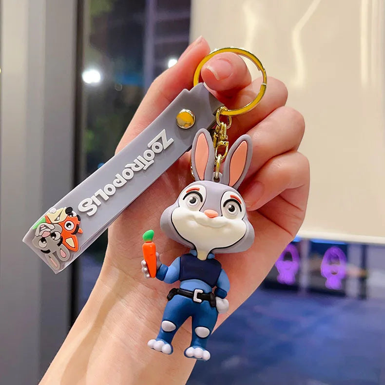Zootopia Judy Hopps Rabbit & Nick Wilde Fox Keychain – PVC Cartoon – Children's Gift
