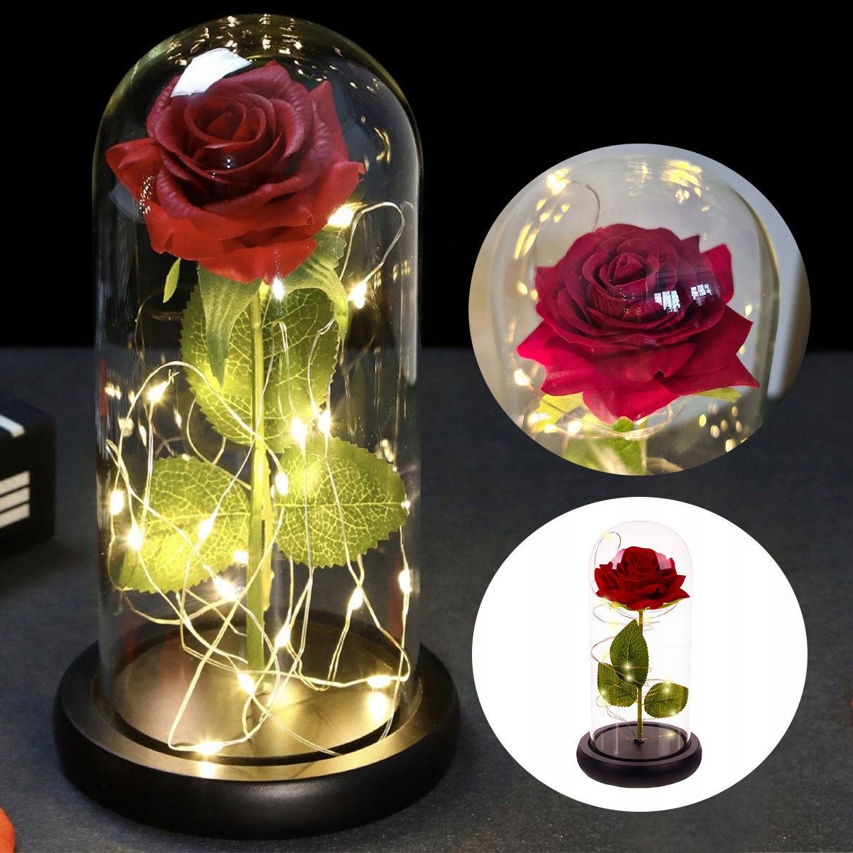 Rose Éternelle Rouge Lumineuse – Décoration LED 22 cm | Coffret Cadeau