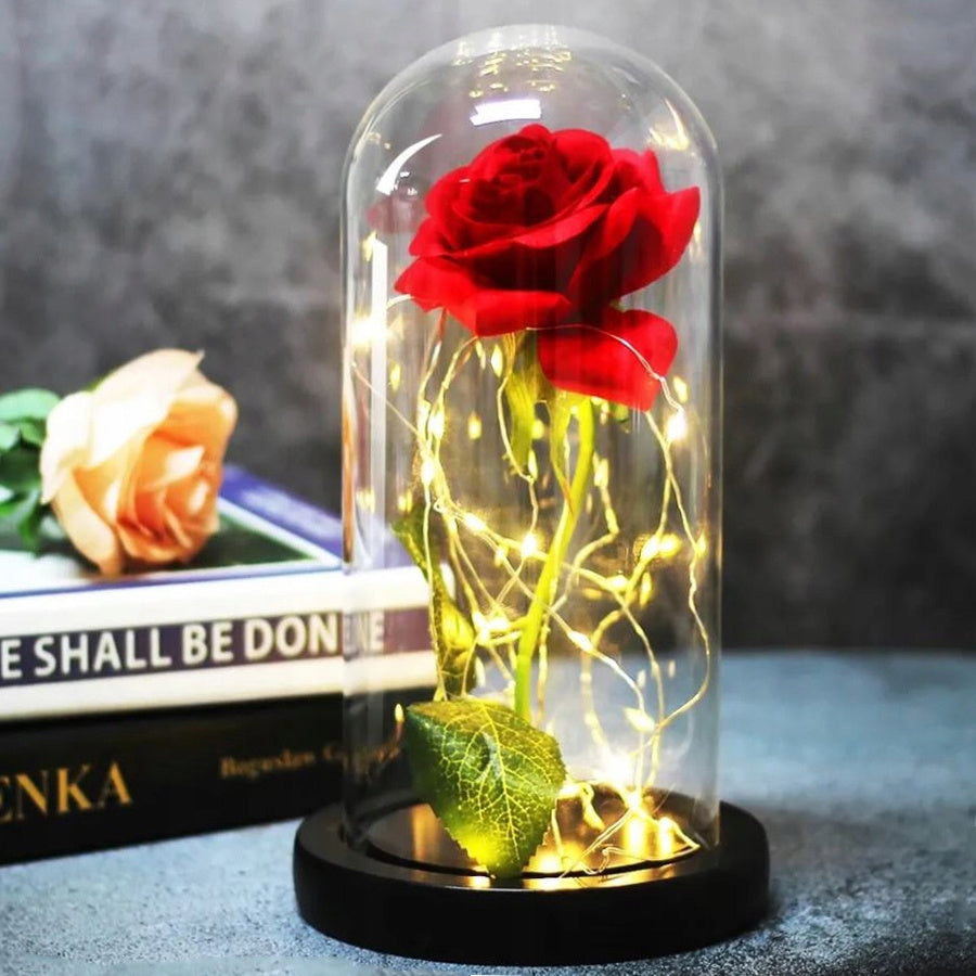 Rose Éternelle Rouge Lumineuse – Décoration LED 22 cm | Coffret Cadeau