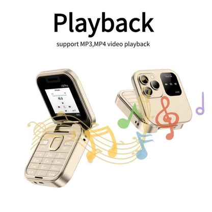 Mini Flip Phone I16 Pro – Portable Compact, 2 SIM, Débloqué GSM, Enregistrement d’Appels
