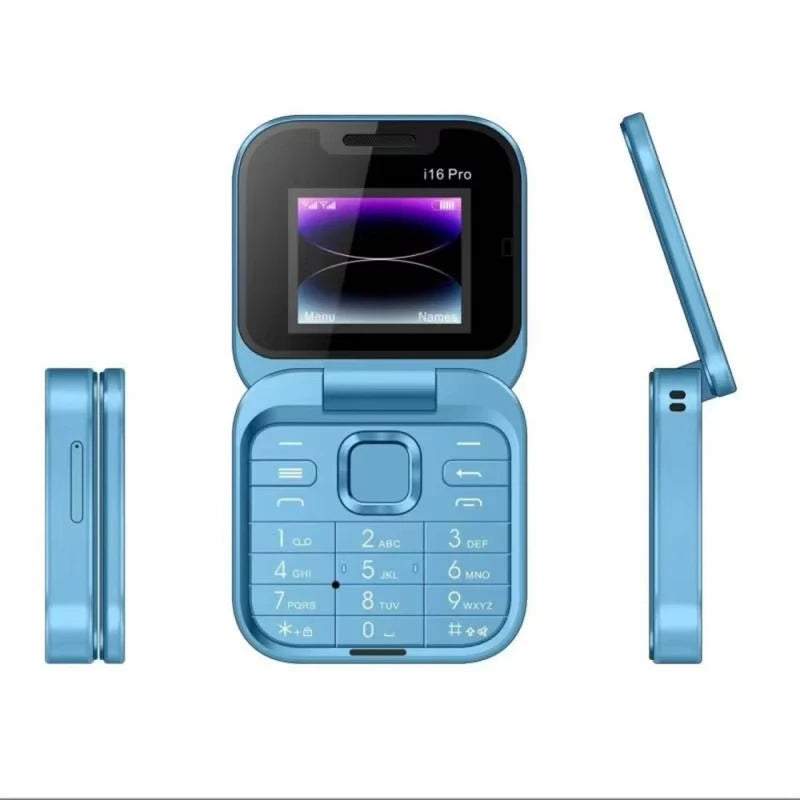 Mini Flip Phone I16 Pro – Portable Compact, 2 SIM, Débloqué GSM, Enregistrement d’Appels