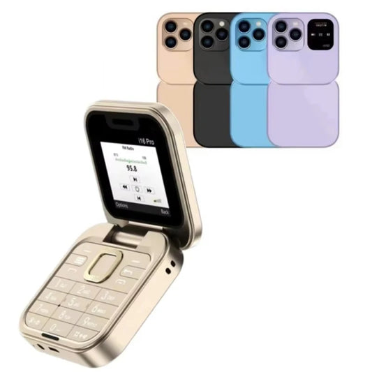 Mini Flip Phone I16 Pro – Portable Compact, 2 SIM, Débloqué GSM, Enregistrement d’Appels