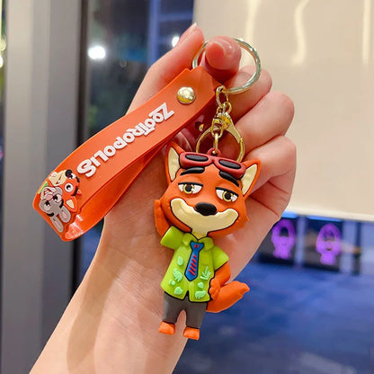 Zootopia Judy Hopps Rabbit &amp; Nick Wilde Fox Keychain – PVC Cartoon – Children's Gift