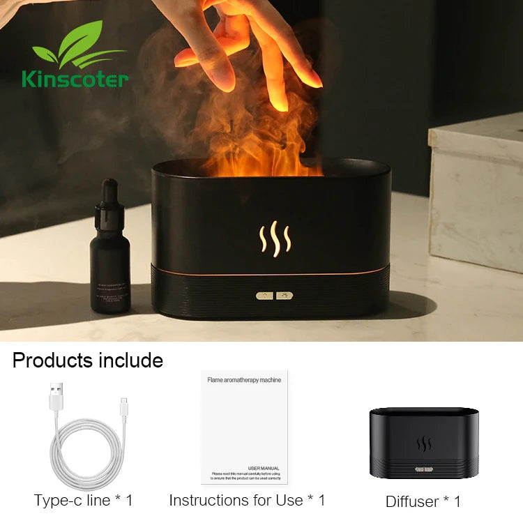 Diffuseur d'Arôme & Humidificateur LED à Flamme