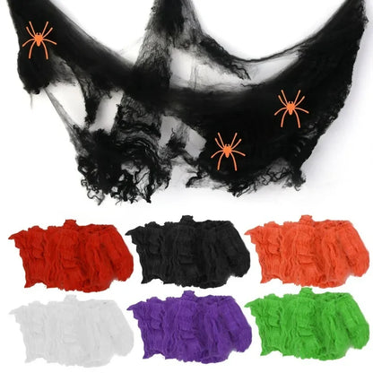 Halloween Artificial Spider Web - Stretchy Decoration for Haunted House and Spooky Parties