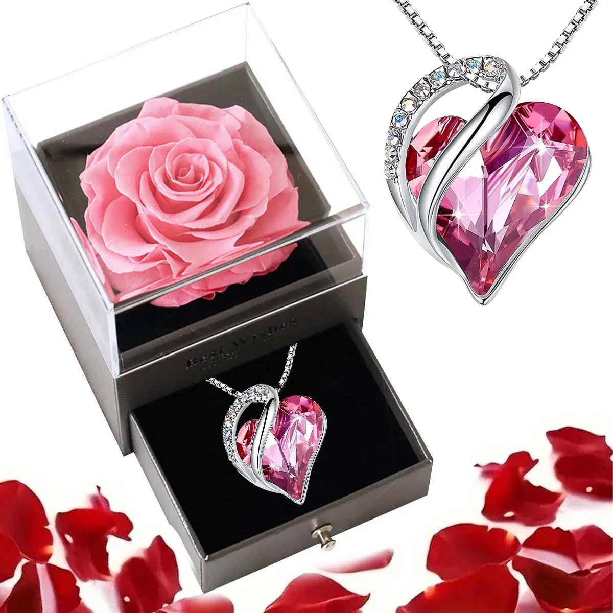 🌹Coffret Rose Éternelle et Collier🌹