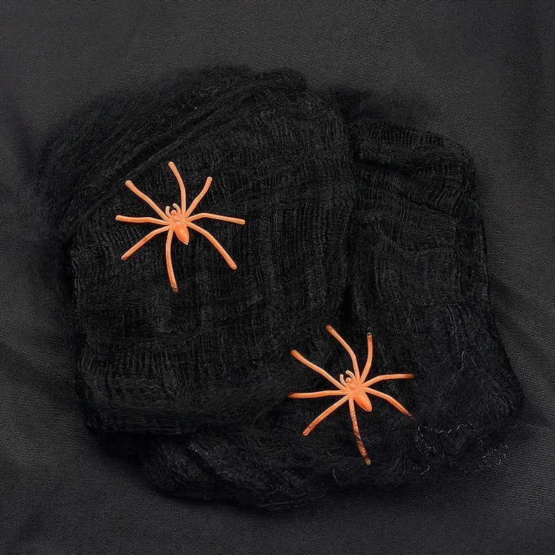 Halloween Artificial Spider Web - Stretchy Decoration for Haunted House and Spooky Parties