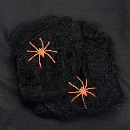 Halloween Artificial Spider Web - Stretchy Decoration for Haunted House and Spooky Parties