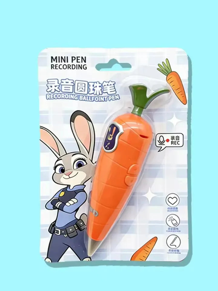 Zootopia 2 Carrot Pen Recorder 2-in-1 Judy & Nick | Mini Dictaphone