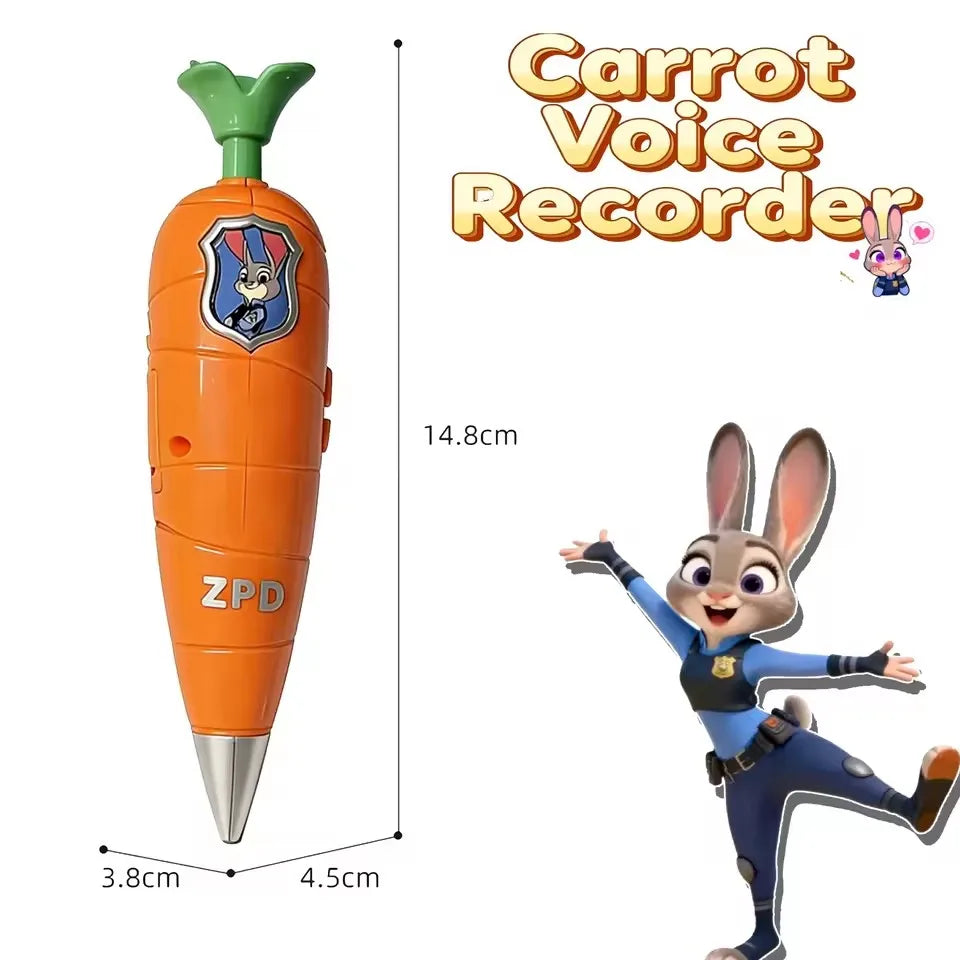Zootopia 2 Carrot Pen Recorder 2-in-1 Judy & Nick | Mini Dictaphone
