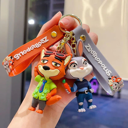 Zootopia Judy Hopps Rabbit &amp; Nick Wilde Fox Keychain – PVC Cartoon – Children's Gift