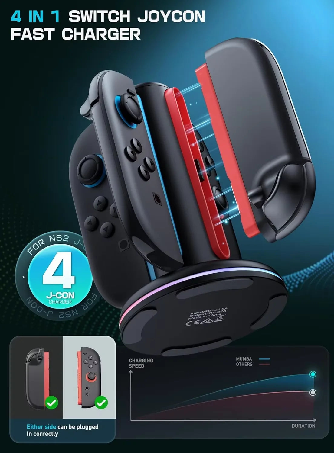 🕹️ Station de charge pour Joy con Nintendo Switch 2 Magnétique 🕹️❤️