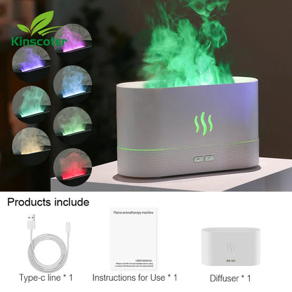 Diffuseur d'Arôme & Humidificateur LED à Flamme