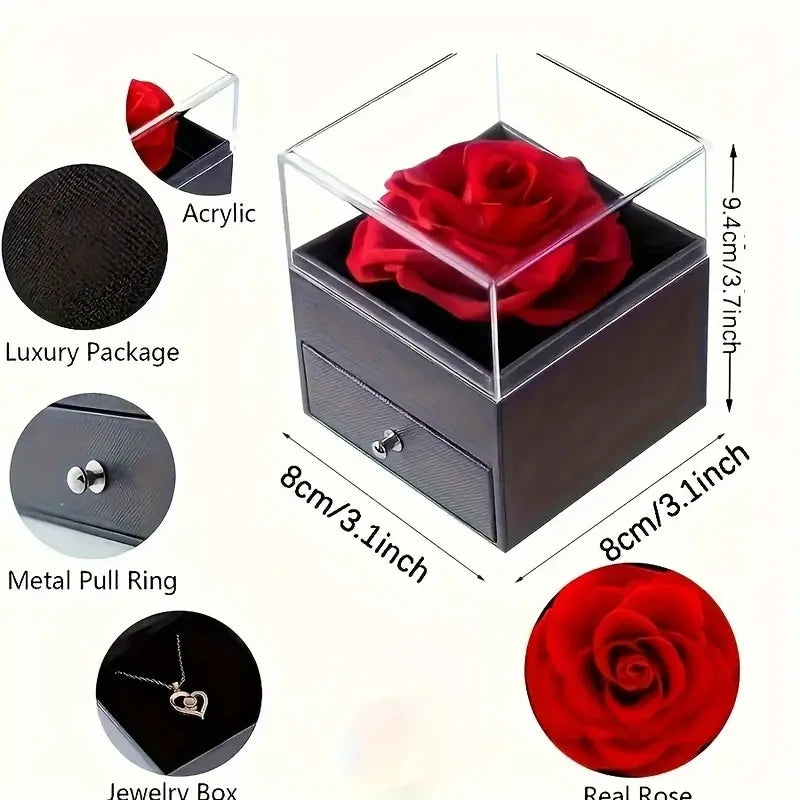 🌹Coffret Rose Éternelle et Collier🌹
