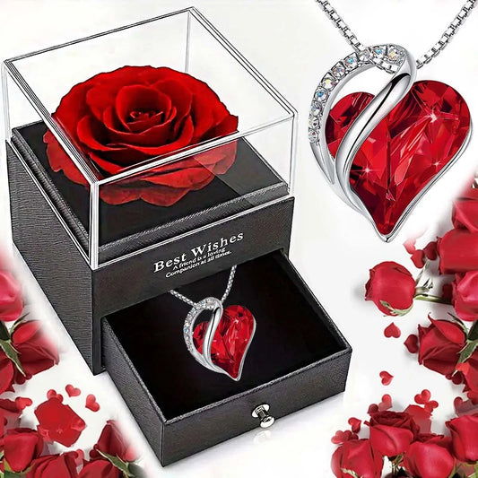 🌹Coffret Rose Éternelle et Collier🌹