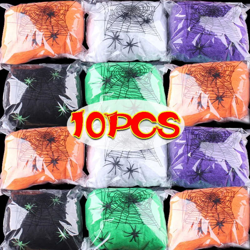 Halloween Artificial Spider Web - Stretchy Decoration for Haunted House and Spooky Parties