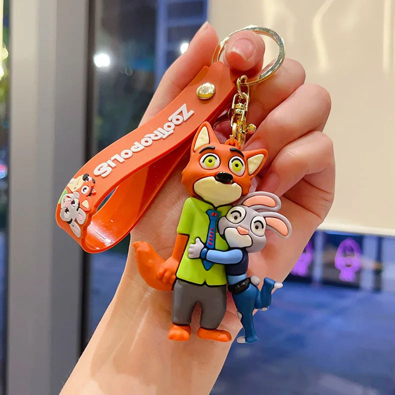 Zootopia Judy Hopps Rabbit &amp; Nick Wilde Fox Keychain – PVC Cartoon – Children's Gift