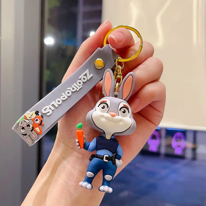 Zootopia Judy Hopps Rabbit &amp; Nick Wilde Fox Keychain – PVC Cartoon – Children's Gift