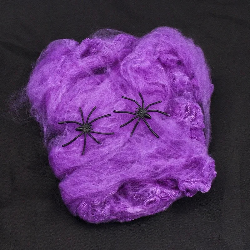 Halloween Artificial Spider Web - Stretchy Decoration for Haunted House and Spooky Parties