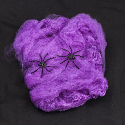 Halloween Artificial Spider Web - Stretchy Decoration for Haunted House and Spooky Parties