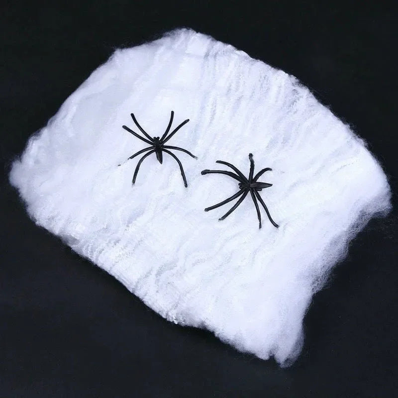 Halloween Artificial Spider Web - Stretchy Decoration for Haunted House and Spooky Parties