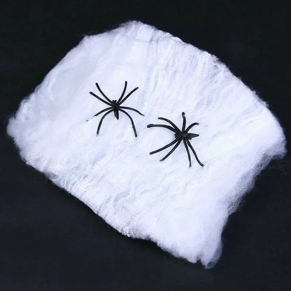 Halloween Artificial Spider Web - Stretchy Decoration for Haunted House and Spooky Parties